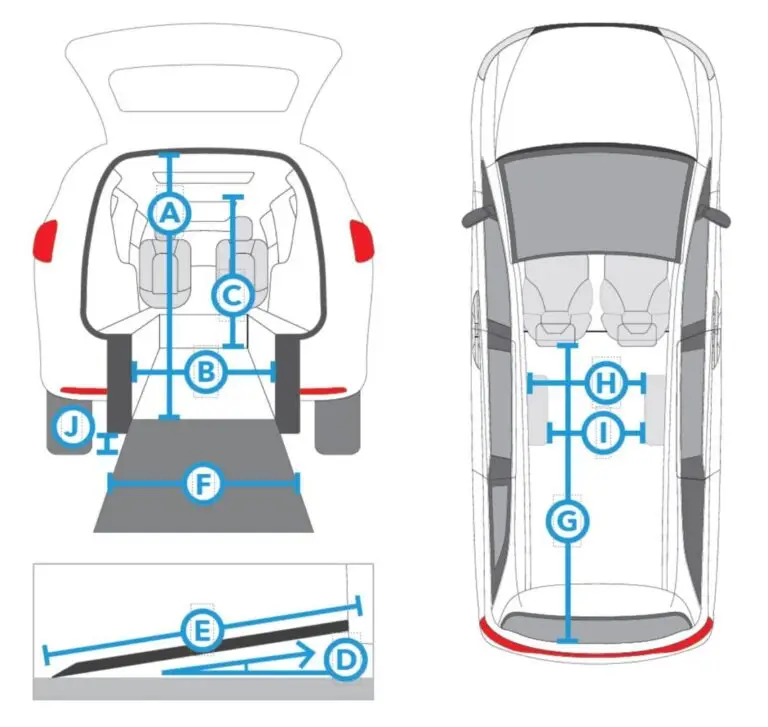 Illustration of a rear-entry wheelchair van conversions measurements