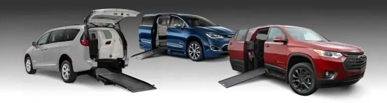 Group of three wheelchair accessible vehicles on a graduated tone background