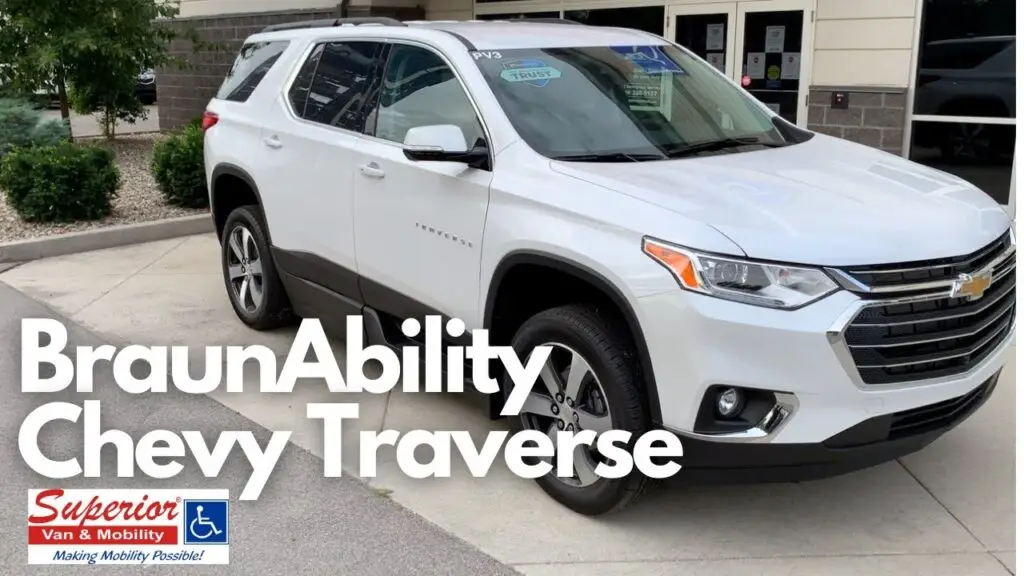White chevrolet traverse handicap accessible SUV