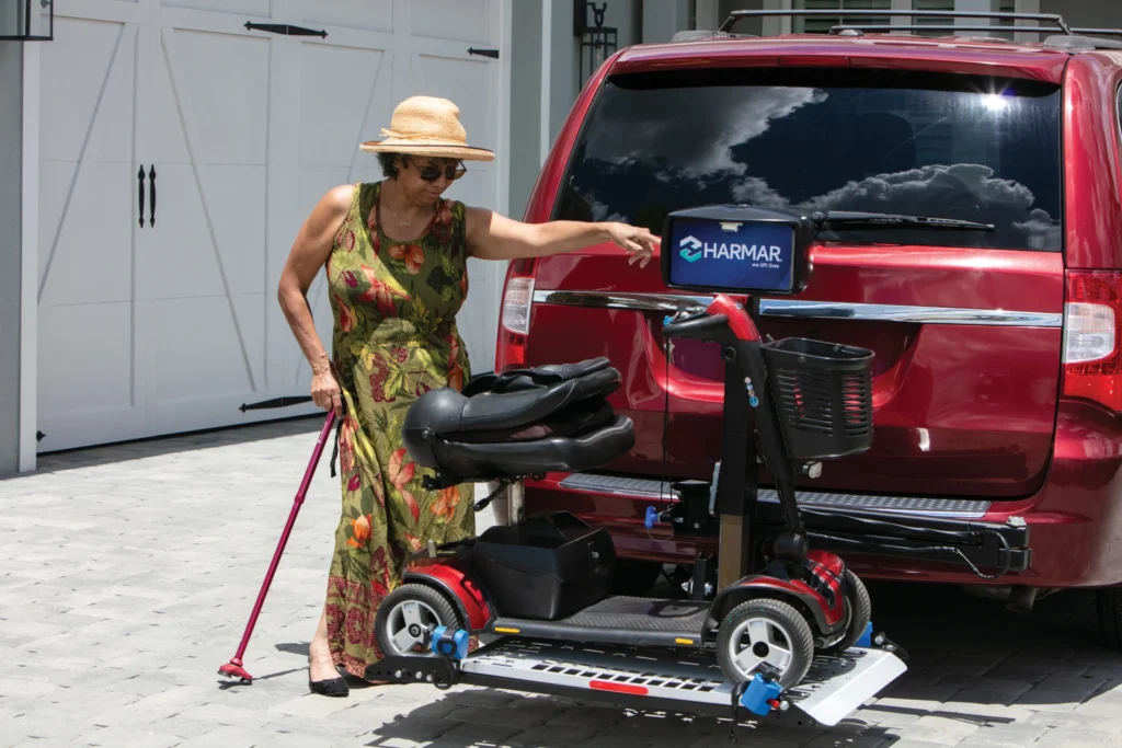 AL300 exterior lift with scooter scaled 1 Exterior Lifts- expanded