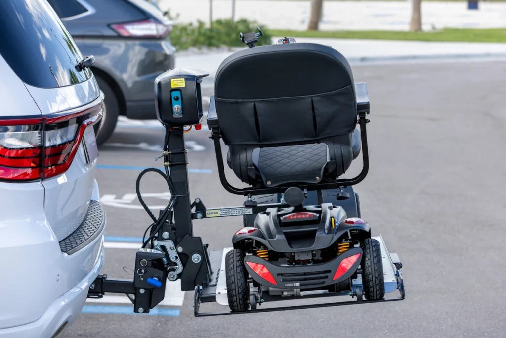 scooter on an exterior lift