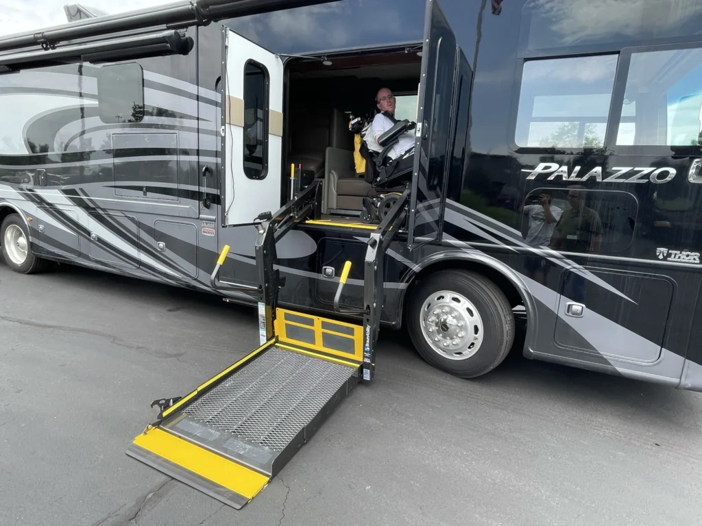 RV Lift installed on the side of an RV